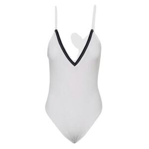 REISS Effie Tipped V-Neck Swimsuit Size 10 NEW White Navy Blue Bathing Suit Swim